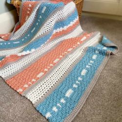 Peaches and Teal Modern Baby Blanket