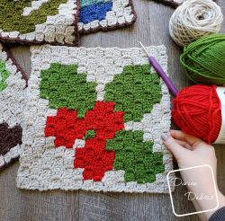 C2C Winter Holly Afghan Square