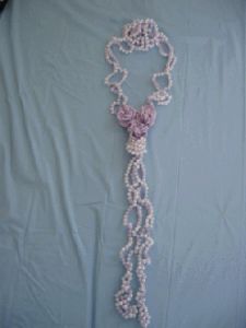 Pearl Necklace with 3 Flowers