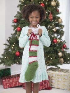 Striped Crochet Holiday Stocking