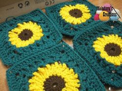 Crocheted Sunflower Granny Square