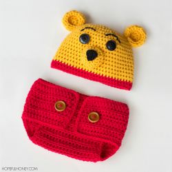 Winnie The Pooh Hat and Diaper Set