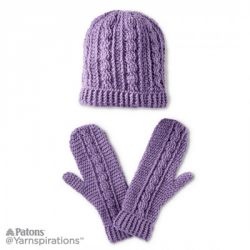 Crochet Cables Hat and Mittens Set