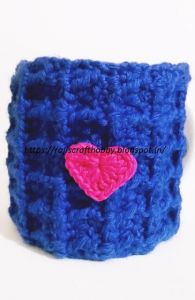 Waffle Stitch Mug Cozy with a Heart Applique