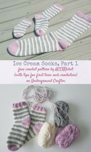 Ice Cream Socks, crochet pattern & tutorial series