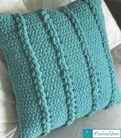 Faux Cable Knit Crochet Pillow
