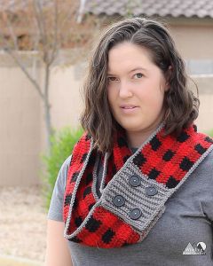 Buttoned Plaid Scarf