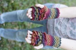 Dragon Scale Fingerless Gloves Free Crochet Pattern