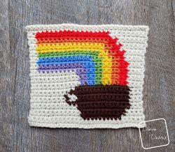 8″ Tapestry Rainbow and Coffee Afghan Square