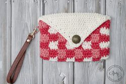 Coral Chic Plaid Wristlet