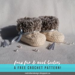 Faux Fur and Wool Baby Booties