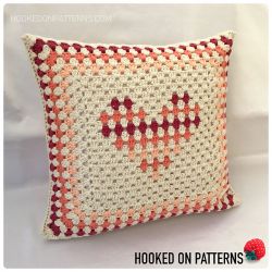 Granny Stripe Heart Cushion Cover