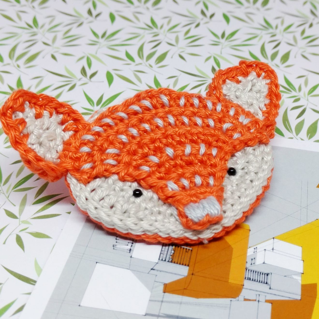 Fox Crochet pattern Crochet brooch Foxy Brooch Amigurumi Animal brooch PDF tutorial Foxy brooch crochet pattern in English
