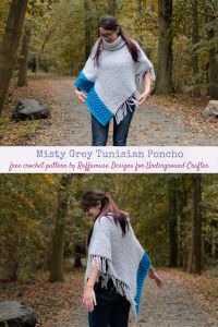 Misty Grey Tunisian Poncho