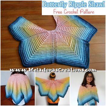 Crochet Patterns Galore - Butterfly Ripple Shawl