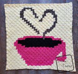 C2C Heart and Coffee Cup Afghan Square