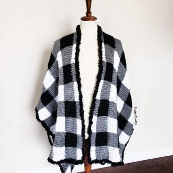 Luxury Plaid Tunisian Poncho