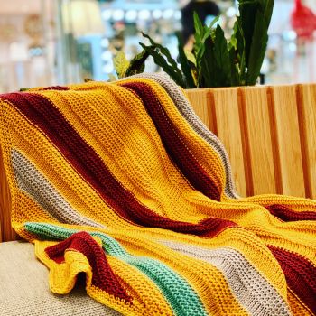 Mustard & Co Tunisian Crochet Blanket