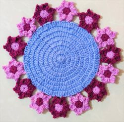 Flower Motif Edged Crochet Table Mat