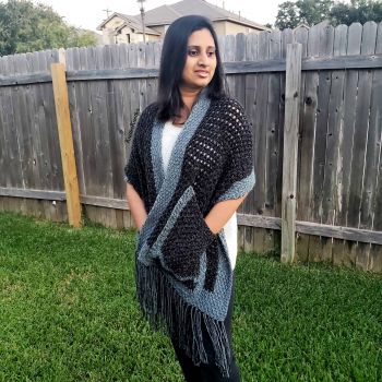 Tunisian Boho Pocket Shawl