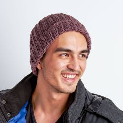 Red Heart Vertical Ridges Hat for Him