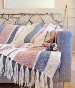 Red Heart Herringbone Mixed Stripes Throw