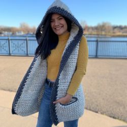 Hooded Crochet Sweater Vest