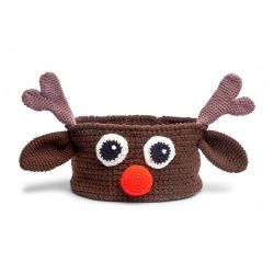 Red Heart Reindeer Basket