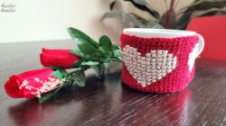 Easy Tunisian Valentine's Mug Cozy