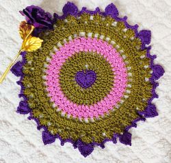 Sweet Purple Heart Doily