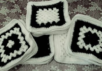 Beautiful Black and White Granny Square Finally Done