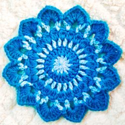 Seaside Coastal Flower Crochet Coaster