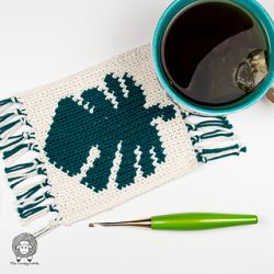 Monstera Leaf Crochet Mug Rug