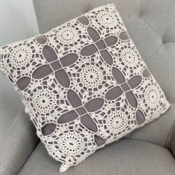 Crochet Lace Square Motif Cushion