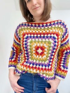 Rainbow Granny Square Sweater