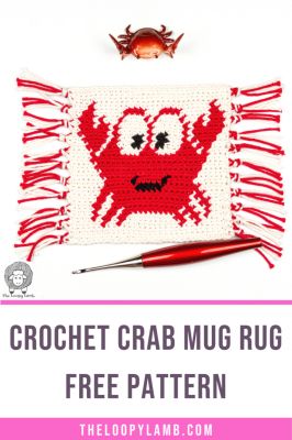 Happy Crab Crochet Mug Rug