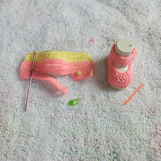 Crochet Baby Girl booties worked flat