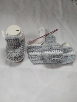 Crochet Unisex Baby Booties Worked Flat