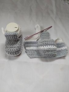 Crochet Unisex Baby Booties Worked Flat