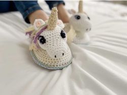 Unicorn Crochet Slippers