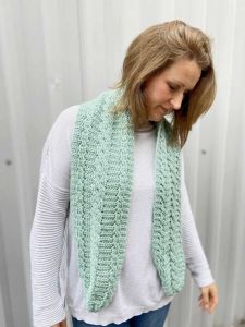 Mint Crochet Cable Scarf