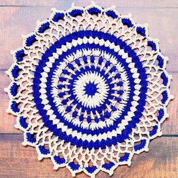 Sapphire Haze Crochet Round Doily