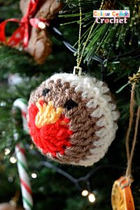 Crochet Robin Bauble Christmas Ornament