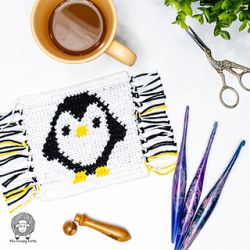 Crochet Penguin Coaster
