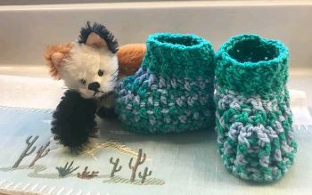 Crochet Unisex baby booties worked flat