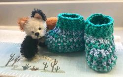 Crochet Unisex baby booties worked flat