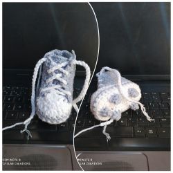 Crochet Baby Sneakers Worked Flat