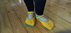 Crochet Women Slippers Worked Flat