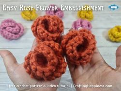 Easy Crochet Rose Flower Embellishment