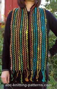 Zig-Zag Scarf with Crocheted Fringe